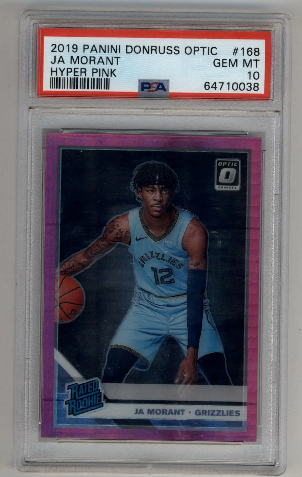 Ja Morant 2019-20 Donruss Optic Hyper Pink #168 Rated Rookie PSA 10 Gem Mint - Singles