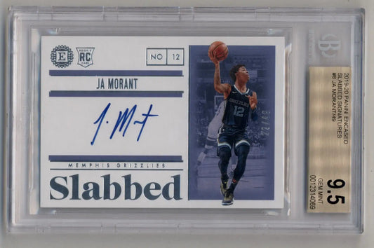 Graded basketball trading card of Ja Morant with encased slabbed signatures 22/49 BGS 9.5