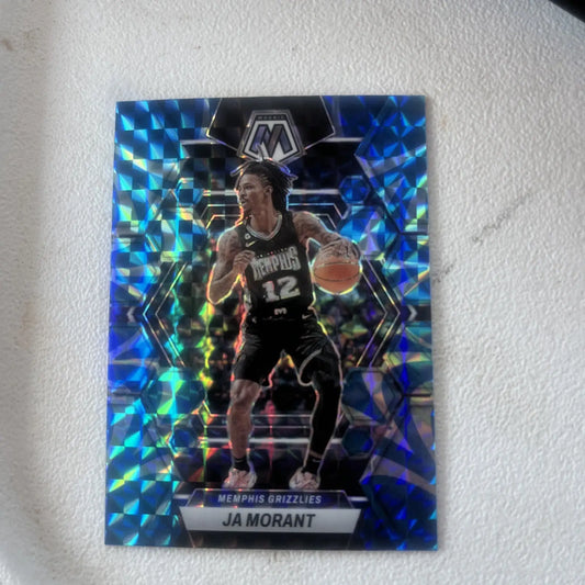 Ja Morant 2022-23 Panini Mosaic Reactive Blue Mosaic Prizm basketball card Grizzlies