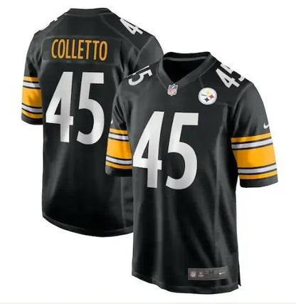 Black Pittsburgh Steelers Jack Colletto Nike Game Jersey with number 45 on front
