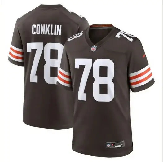 Brown and orange Jack Conklin Cleveland Browns Nike Game Jersey with number 78