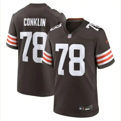 Brown and orange Jack Conklin Cleveland Browns Nike Game Jersey with number 78