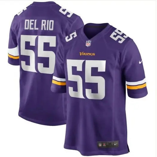 Purple Minnesota Vikings Jack Del Rio Nike Game Retired Player Jersey with #55 and DEL RIO on back