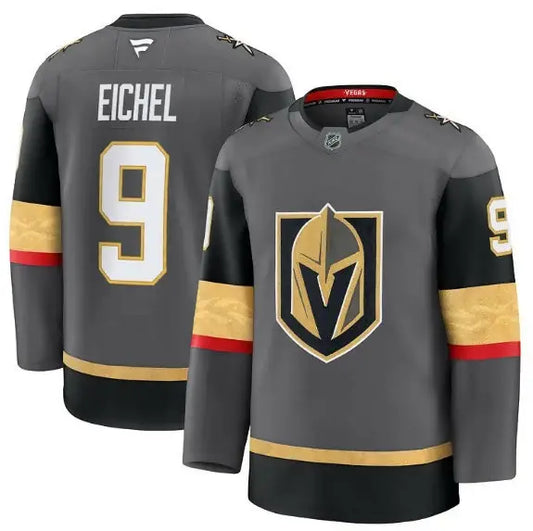 Jack Eichel Vegas Golden Knights home premium hockey jersey in gray display