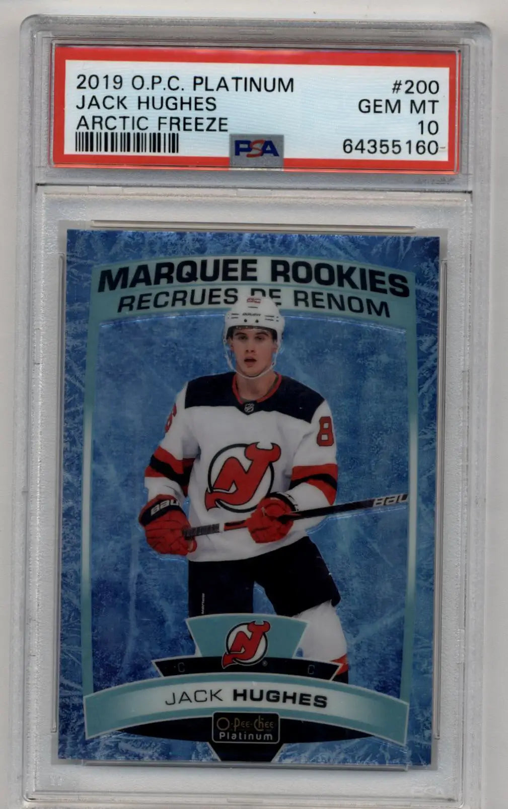 Jack Hughes 2019-20 O-Pee-Chee Platinum #200 Artic Freeze 77/99 PSA 10 Gem Mint - Singles