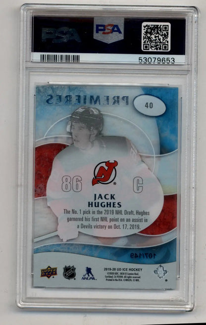 Jack Hughes 2019-20 Upper Deck Ice Ice Premieres Retro 107/149 PSA 10 Gem Mint - Singles
