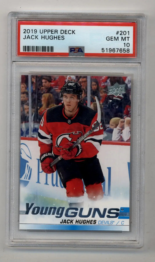 Jack Hughes 2019-20 Upper Deck Young Gun #201 PSA 10 Gem Mint 7658 - Singles