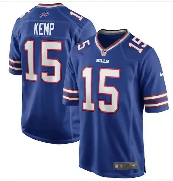 Blue Jack Kemp Buffalo Bills Nike Game Retired Player Jersey with number 15 and KEMP on back