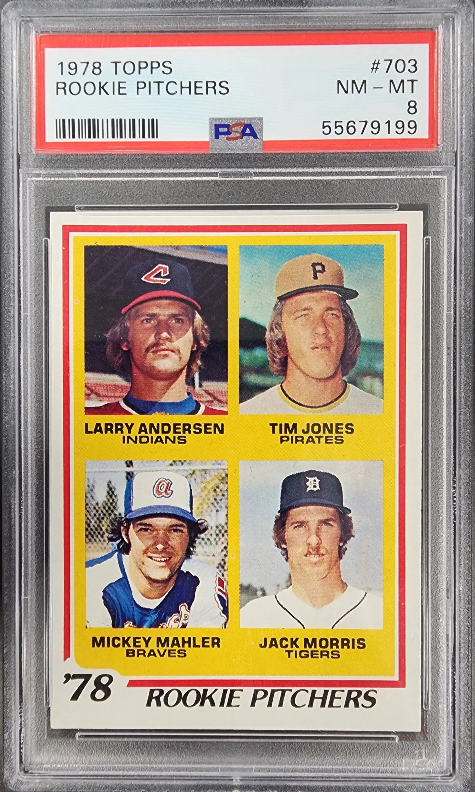Jack Morris 1978 Topps baseball card PSA 8 NM-MINT featuring rookie pitchers Andersen, Jones, Mahler