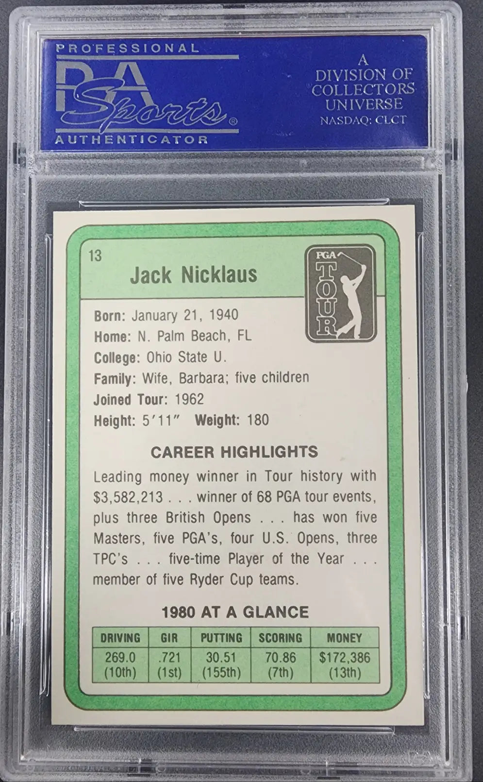 Jack Nicklaus 1981 Donruss Gold #12 PSA 9 Mint - Singles