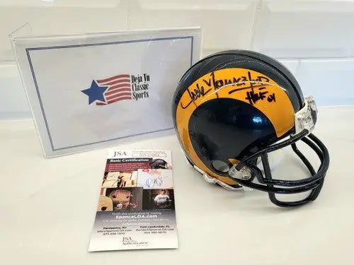 Signed Jack Youngblood LA RAMS mini helmet with JSA COA