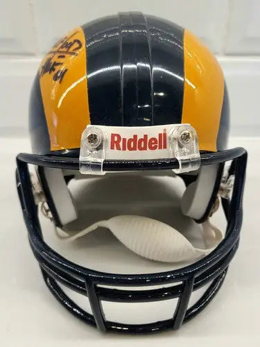 Blue and yellow mini helmet featuring Jack Youngblood signature with JSA COA