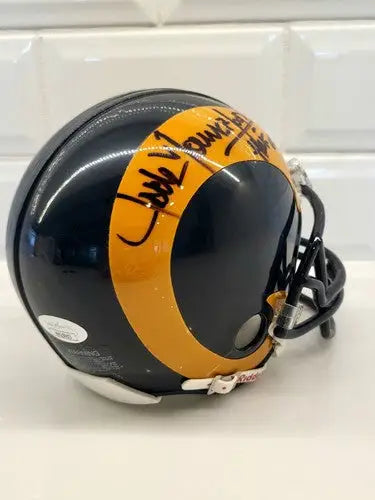 Signed Jack Youngblood LA RAMS mini helmet with JSA COA for collectors