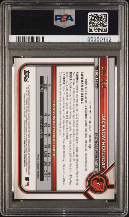 Jackson Holliday 2022 Bowman Chrome Purple Refractor card PSA 10 Gem Mint