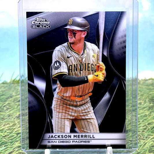 Jackson Merrill baseball card from Topps Chrome Black 2025 San Diego Padres collection