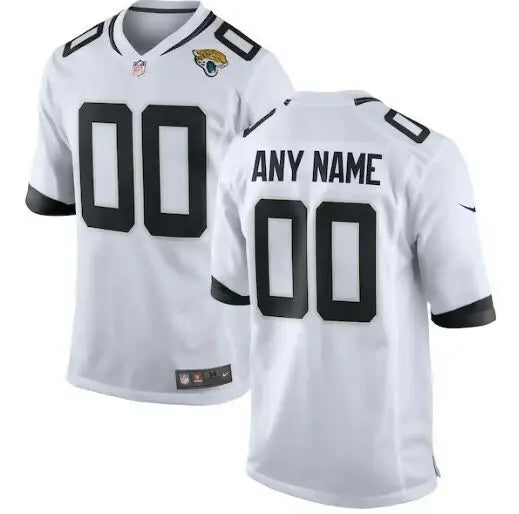 White Jacksonville Jaguars Nike custom game jersey with black numbers and shoulder accents