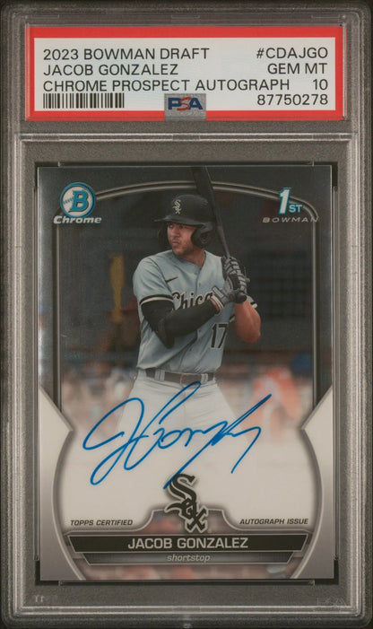 PSA graded Jacob Gonzalez 2023 Bowman Chrome Autograph baseball card for Chicago White Sox