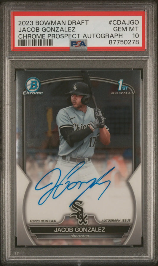 PSA graded Jacob Gonzalez 2023 Bowman Chrome Autograph baseball card for Chicago White Sox