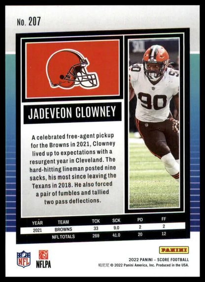 Jadeveon Clowney 2022 Score football card featuring Cleveland Browns player
