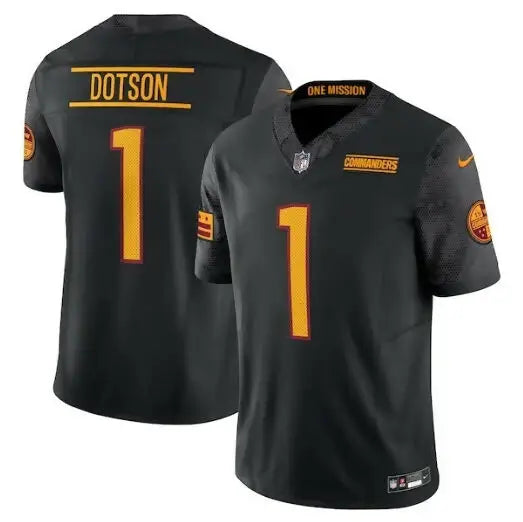 Black Jahan Dotson Washington Commanders Nike Alternate Vapor F.U.S.E. Jersey with gold DOTSON 1 lettering