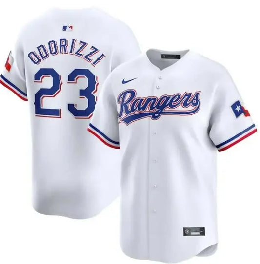 White Jake Odorizzi Texas Rangers Nike Home Limited Player Jersey on display