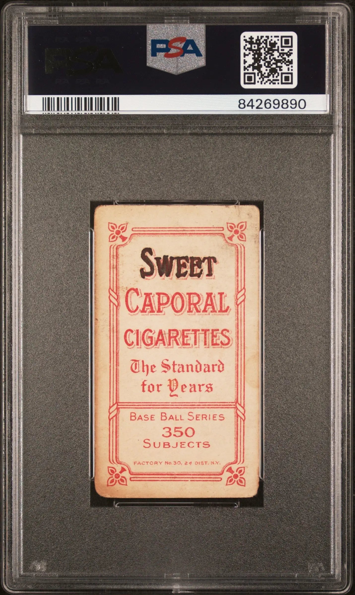 PSA-graded T206 Sweet Caporal Jake Stahl Cigarettes trading card with red text