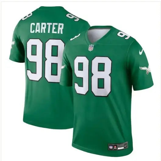 Green Jalen Carter Philadelphia Eagles Nike Alternate Legend Jersey with number 98 and Carter name