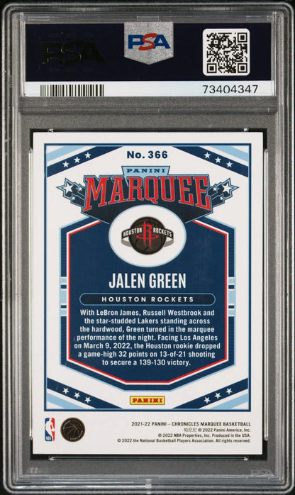 A graded Jalen Green Chronicles Marquee Gold basketball trading card PSA 9 Mint