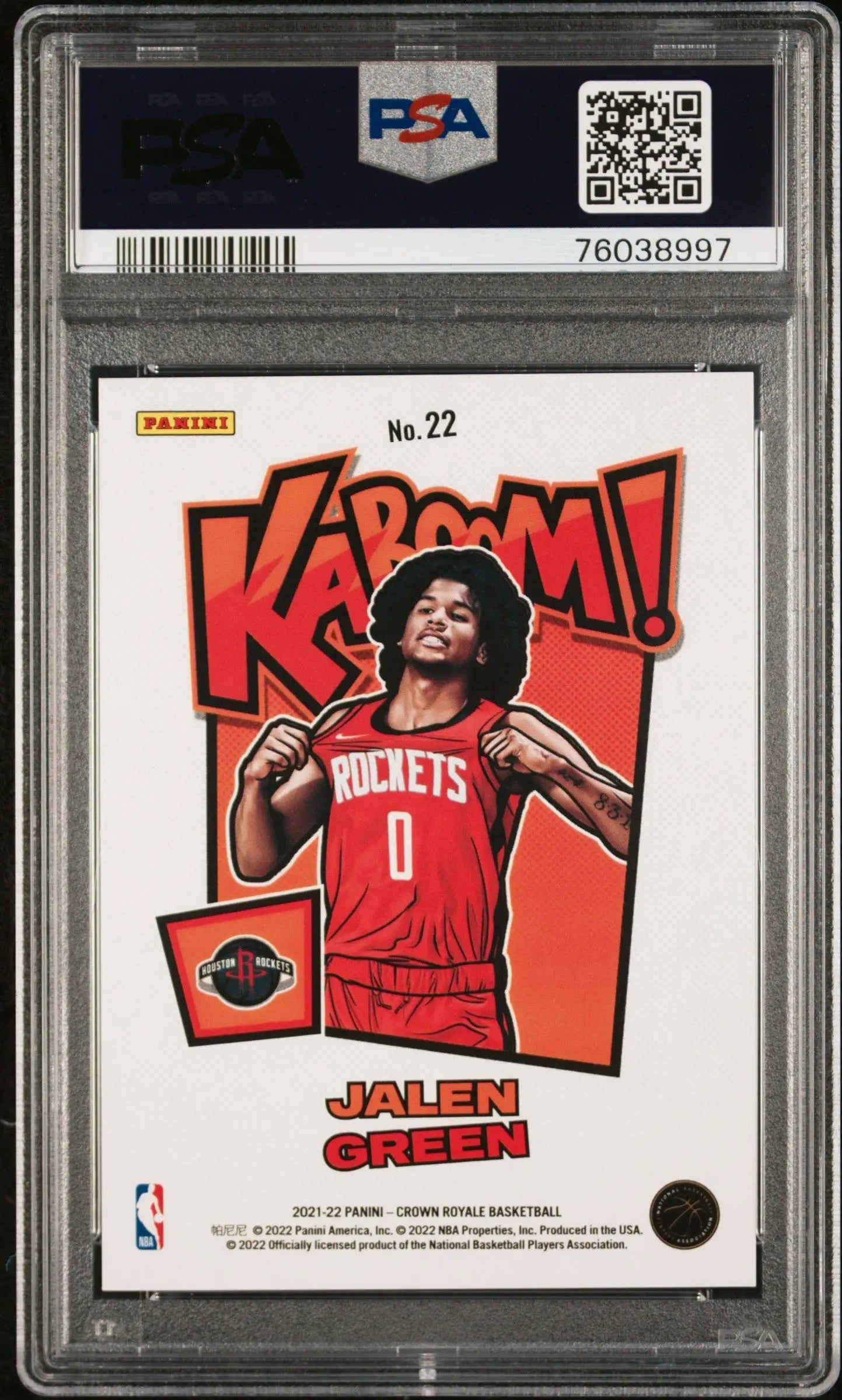 Graded Jalen Green rookie basketball card Crown Royale Kaboom PSA 9 Mint