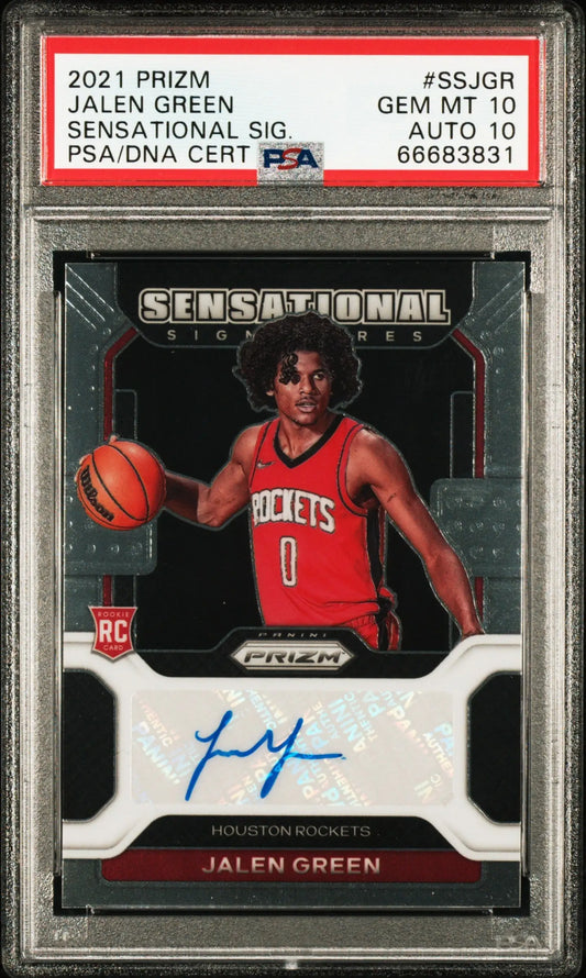 Jalen Green 2021 Panini Prizm Sensational Signatures PSA 10 Auto 10 trading card
