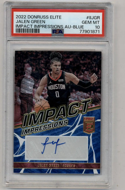 Graded Jalen Green autographed basketball trading card from Donruss Elite Impact Impressions Auto