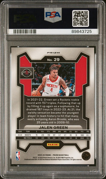 Graded Jalen Green basketball trading card Panini Prizm Snakeskin PSA 9 Mint