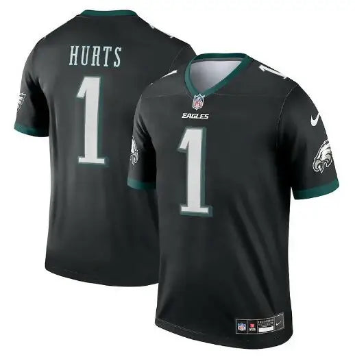 Black Philadelphia Eagles Jalen Hurts Nike Legend Jersey with number 1 and HURTS on back