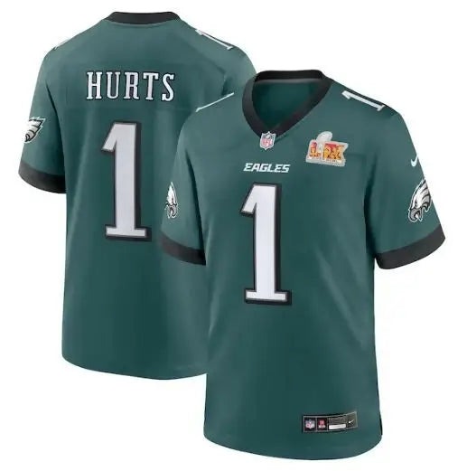 Official Philadelphia Eagles Nike Super Bowl LIX Jalen Hurts jersey in Midnight Green
