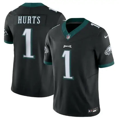 Black Jalen Hurts Philadelphia Eagles Nike Vapor F.U.S.E. Limited Jersey displayed
