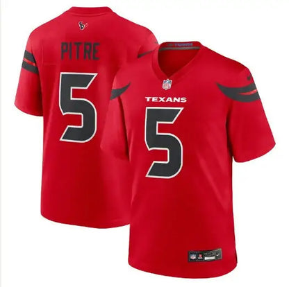 Red Houston Texans Jalen Pitre Nike Game Jersey with number 5 and Pitre on back