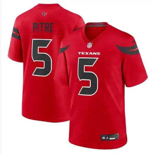Red Houston Texans Jalen Pitre Nike Game Jersey with number 5 and Pitre on back