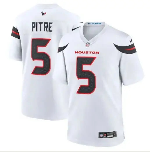 White Houston Texans Jalen Pitre Nike Game Jersey with number 5 and PITRE on back