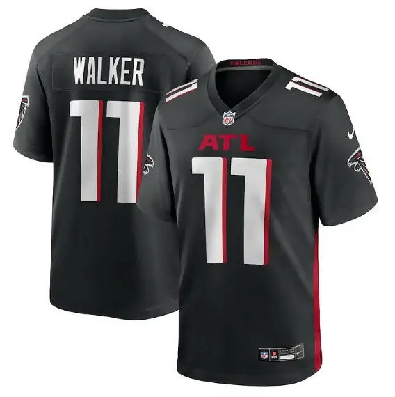 Black Jalon Walker Atlanta Falcons Nike 2025 NFL Draft First Round Game Jersey with white numbers and red accents