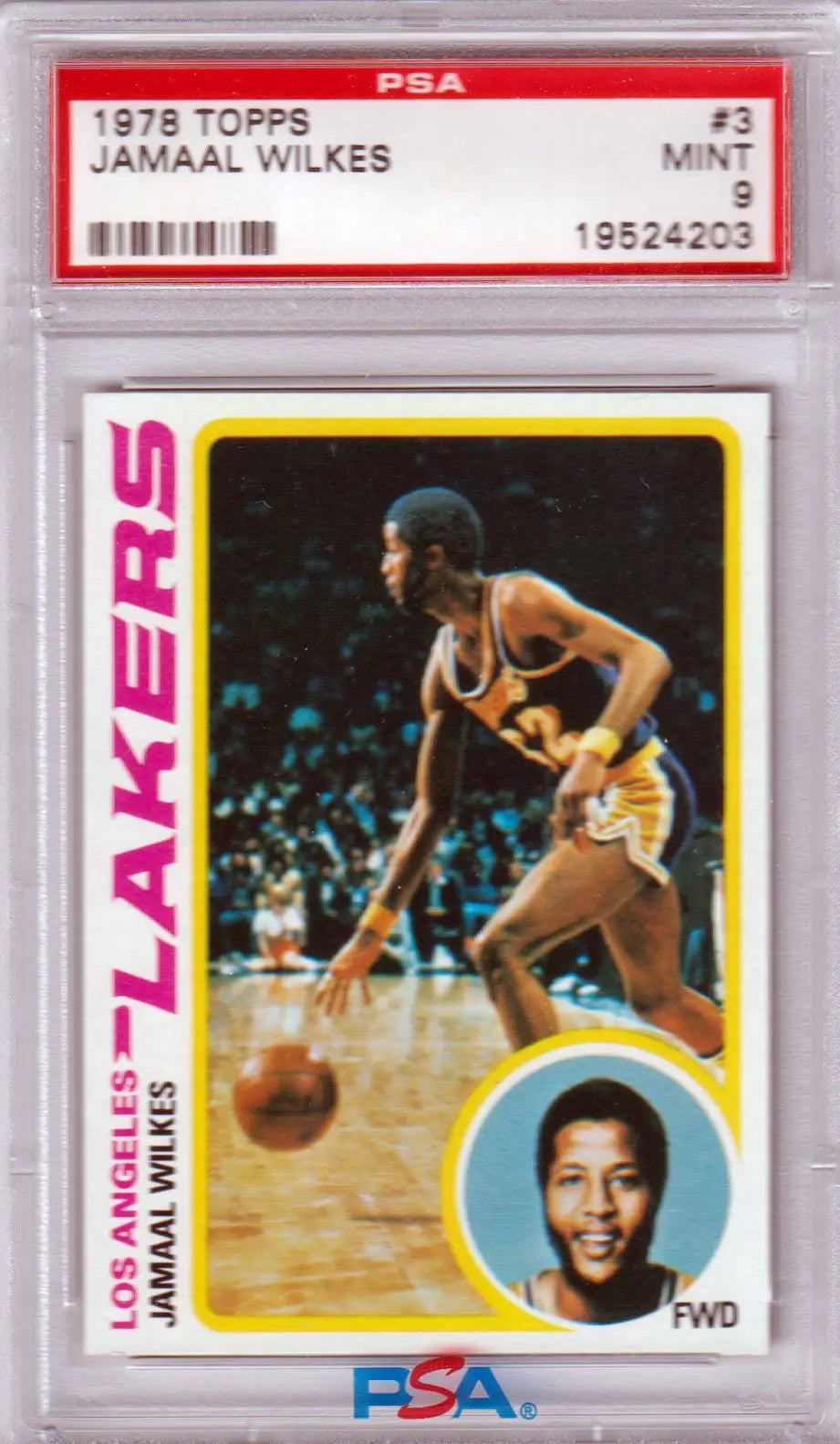 Graded 1978 Topps Jamaal Wilkes Lakers basketball card from Columbia Hobby, PSA 9 MINT