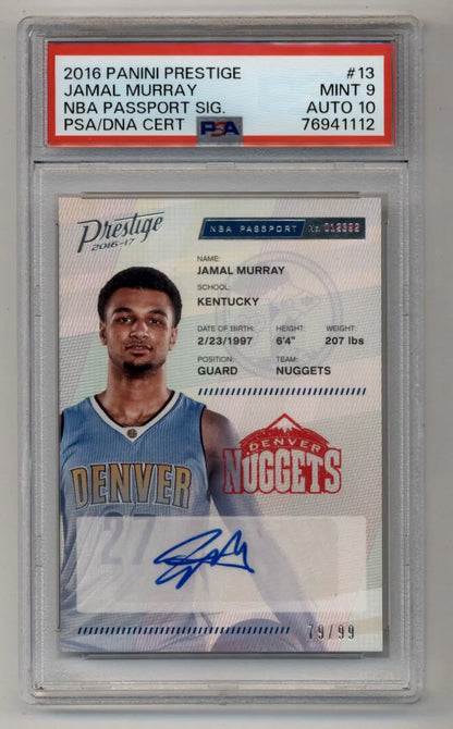 Jamal Murray 2016-17 Prestige NBA Passport Signature 79/99 PSA 9 Mint Auto 10 - Singles