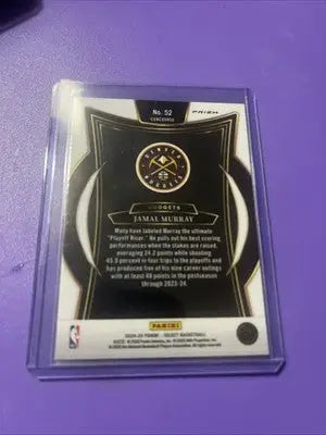 Collectible Jamal Murray trading card in clear case from 2024-25 SELECT SP PRIZM Nuggets