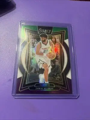 Glossy Jamal Murray trading card in protective sleeve from 2024-25 SELECT SP Green White Purple Prizm Nuggets