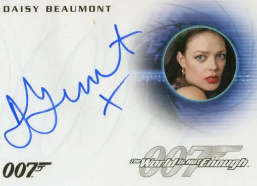 Signed Daisy Beaumont James Bond Classics Autograph Card displayed in James Bond 007 collection