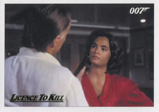 Trading card featuring a scene from Licence to Kill with gold parallel design