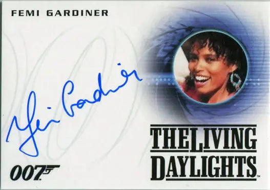 Autographed James Bond movie memorabilia card of The Living Daylights for collectors and trading cards