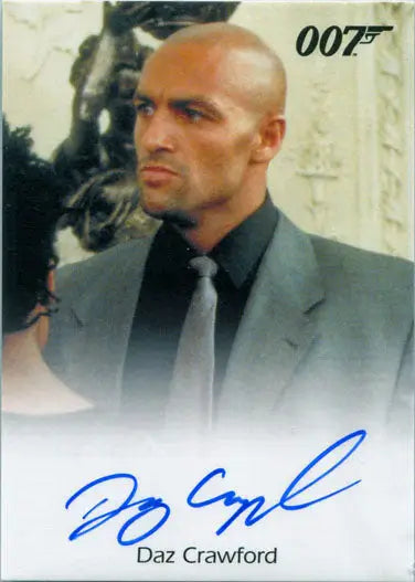 Autographed James Bond trading card featuring Daz Crawford as Zukovsky’s henchman