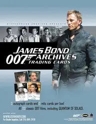 James Bond Archives Trading Card box with character portraits on sell sheet image