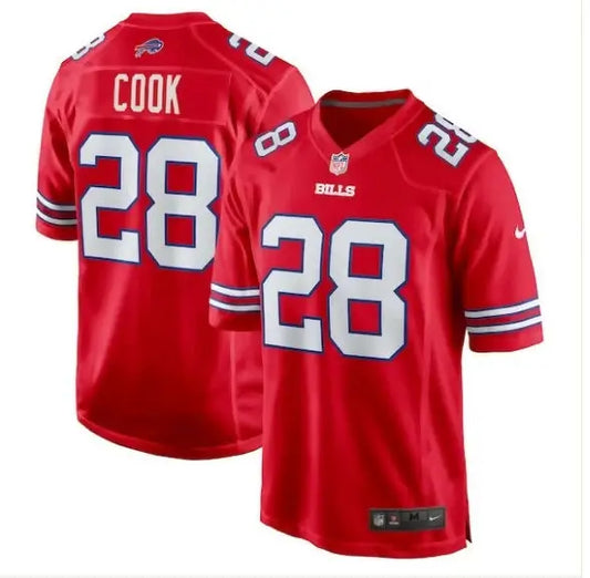 Red Buffalo Bills James Cook Nike Alternate Game Jersey with COOK and 28 on back