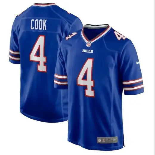Blue Buffalo Bills Nike Game Player Jersey displayed in James Cook Buffalo Bills Royal jersey